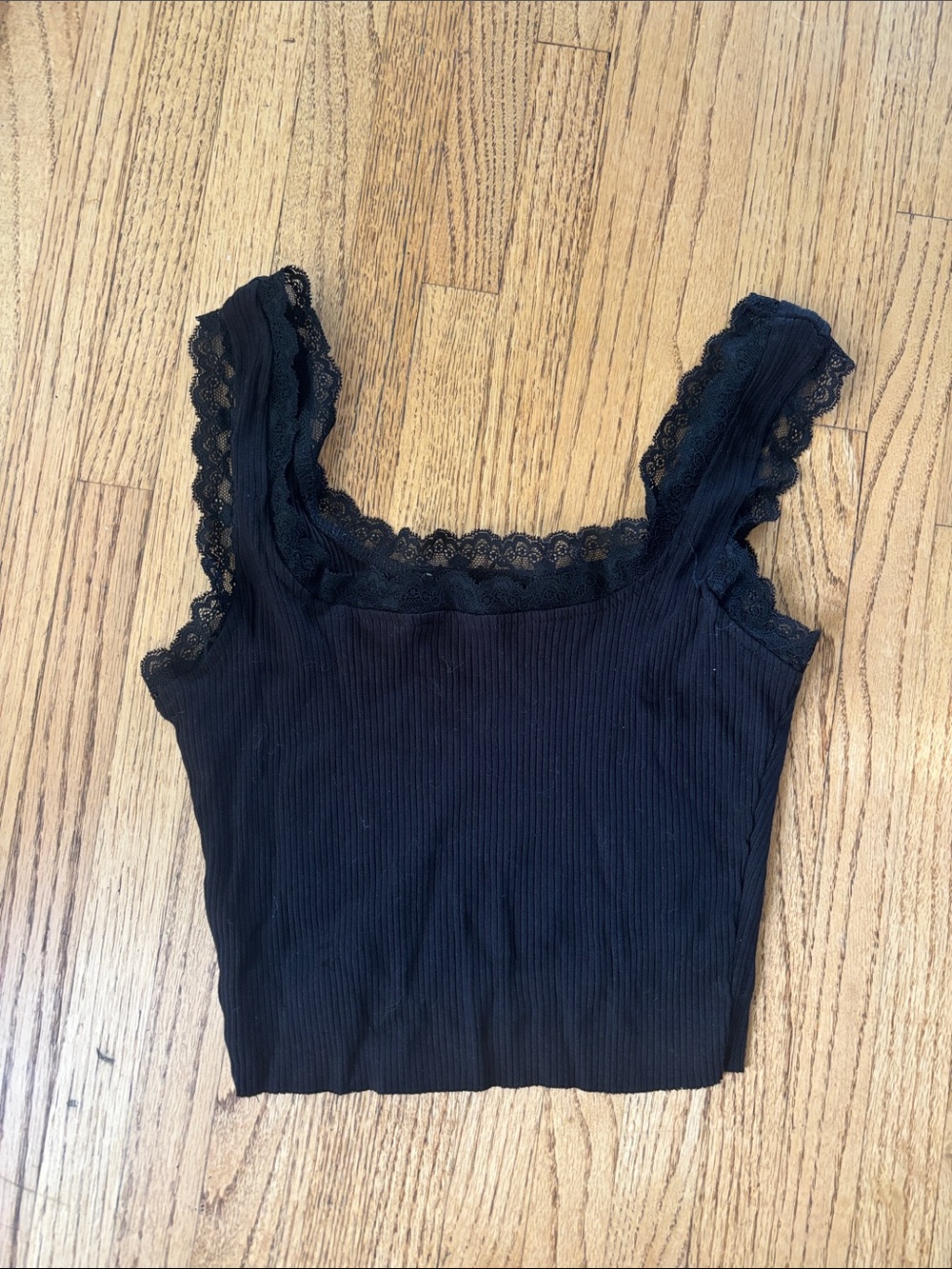 Black Lace Trim Crop Cami Top S - Picture 3 of 3